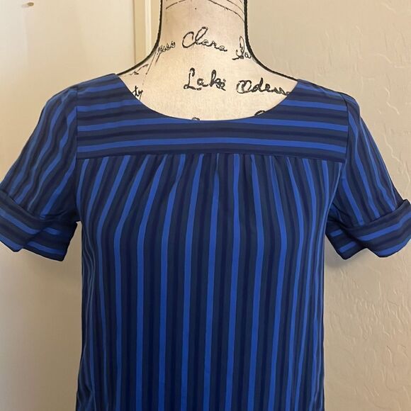 Anthropologie HD In Paris Blue Cerulean Stripe Dress Boho Feminine Contemporary - Picture 8 of 16